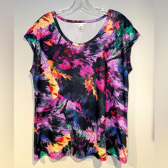 Christopher & Banks Women Size XL Tie-Dye Colorful Cap Sleeve - Picture 1 of 8